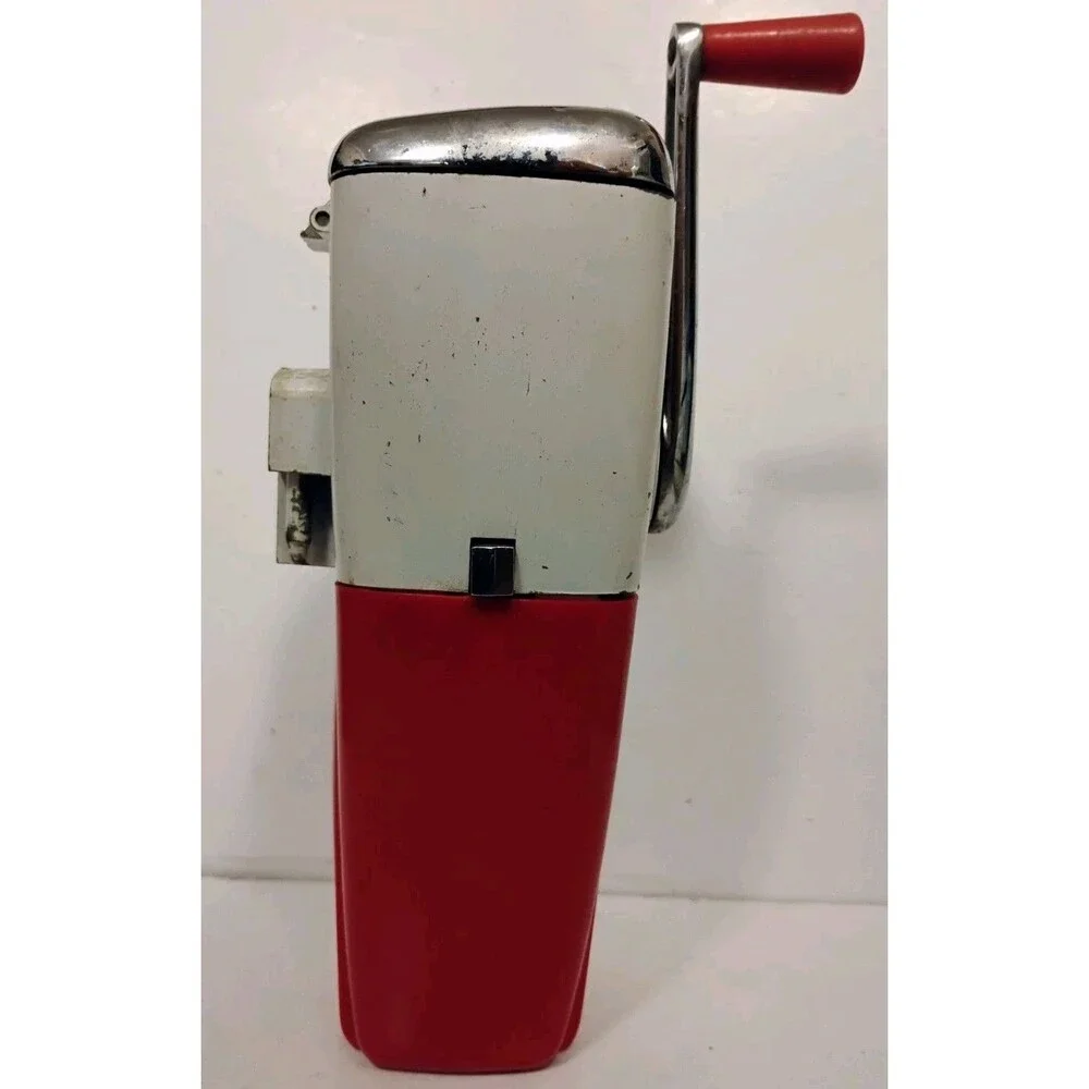 Vtg Magic Hostess Ice Crusher Hand Crank Chrome Red Mid Century Modern Barware